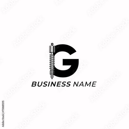 design logo creative letter G and shock breaker
