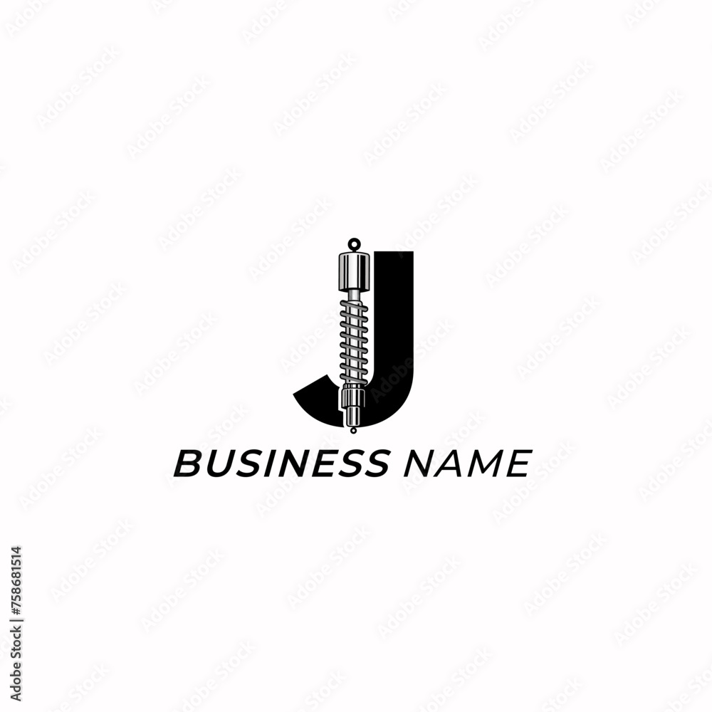 design logo creative letter J and shock breaker design logo creative letter J and shock breaker