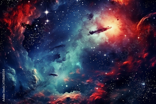 space stars and galaxies background digital illus