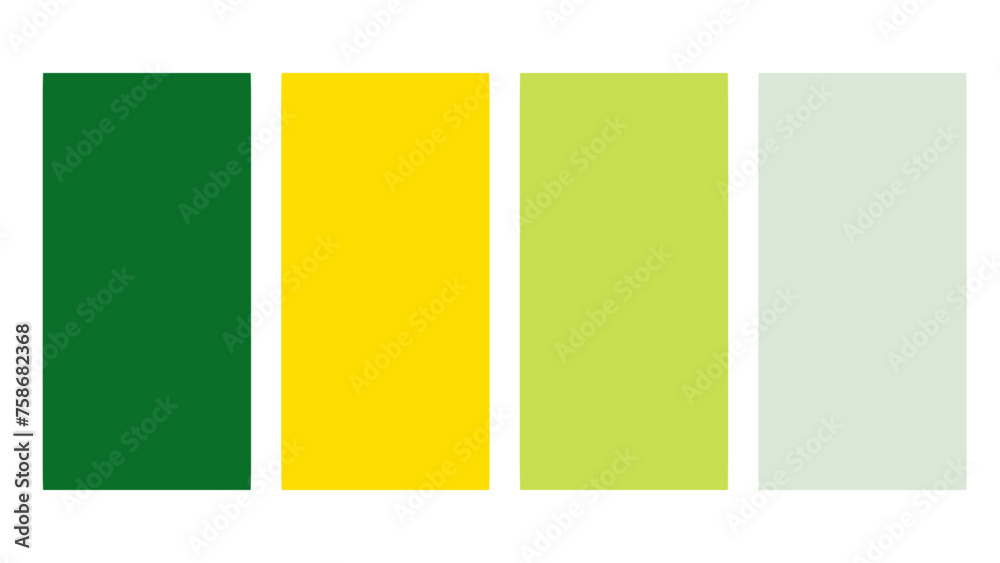 Green and yellow color palette. Set of bright color palette combination in rgb hex. Color palette for ui ux design. Abstract vector illustration for your graphic design, banner, poster or landing page