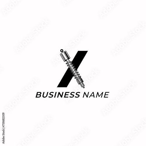 design logo creative letter X and shock breaker