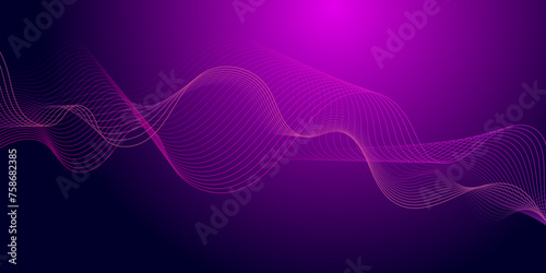 Abstract purple wavy lines Digital frequency track equalizer background. Curved wave smooth stripe seamless pattern. Wave lines created using blend tool. graphic design template banner business wave.