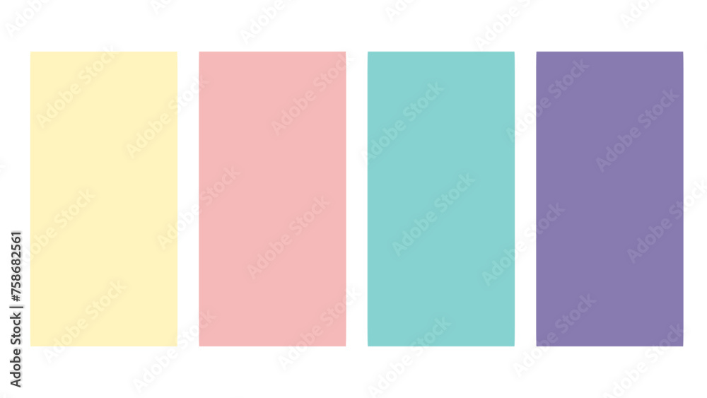 Yellow, pink, green, and purple color palette. Set of bright color palette combination in rgb hex. Color palette for ui ux design. Abstract vector illustration for your graphic design, banner, poster