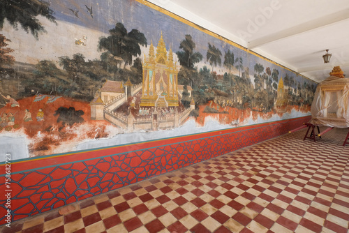Foto December 2015-Wall painting of Ramayana, royal palace, Phnom Penh, Cambodia
