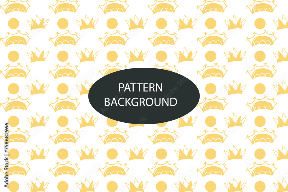 crown yellow popular pattern background. an be used for wallpaper, pattern fills, web page background, surface textures. Vector Illustration. - obrazy, fototapety, plakaty 