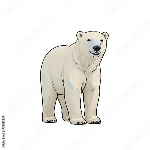 Polar Bear Hand Drawn Cartoon Style Illustration