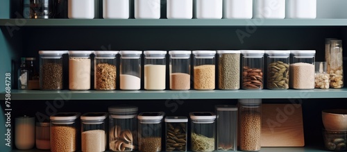 Organize kitchen storage with plastic containers in a modern Nordic-style interior.