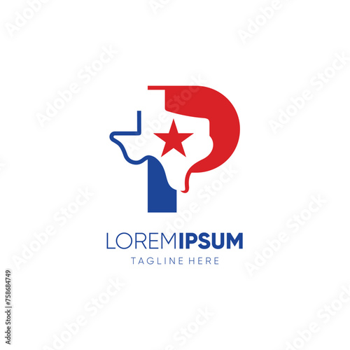 Letter P Texas Map Logo Design Symbol Vector Icon Graphic Emblem Illustration