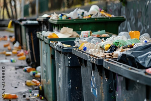 Waste sorting garbage bins, trash cans. Sorting garbage. ecology rubbish recycling