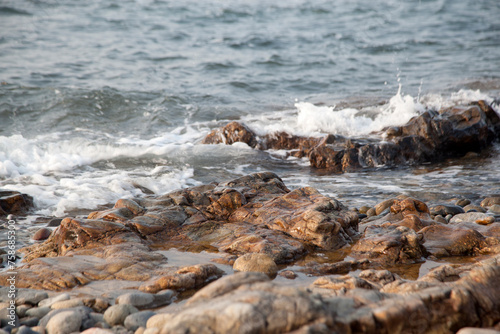 View of the surf at the pebble beach