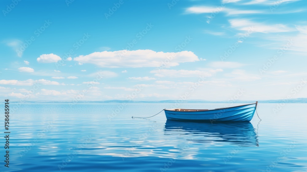 small boat in the middle of the ocean