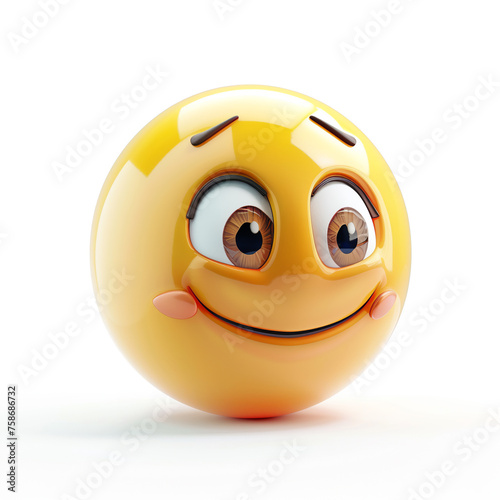 kind yellow smiley face on a white background, 3D