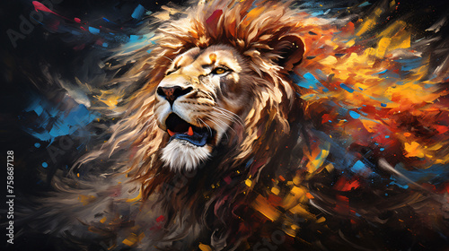 Lion made of oil paint ..