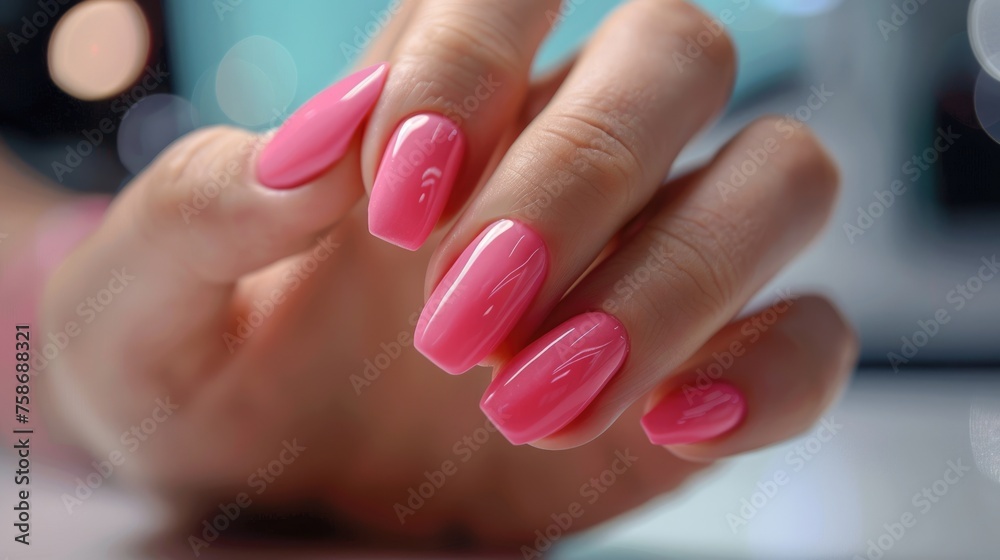 Pamper Yourself at the Nail Salon: Woman Enjoying a Manicure Treatment with Care and Beauty Pamper Yourself at the Nail Salon: Woman Enjoying a Manicure Treatment with Care and Beauty