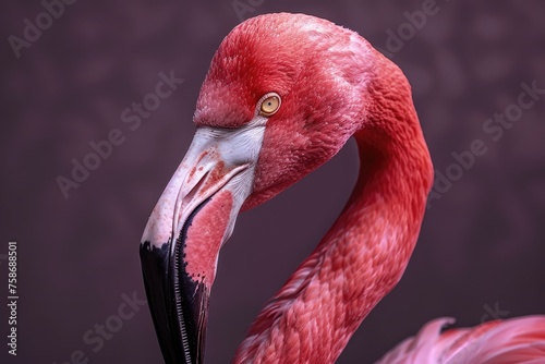 Pink Flamingo in Studio. Full-length Color Image of a Stunning Pink Flamingo in an Indoor Studio Setting