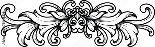 Vintage Baroque border frame engraving ornament Wedding Decoration. Flourish ornament leaf engraved retro pattern decorative design. Damask ornamental filigree calligraphic vector illustration.