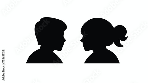 Communication chatting icon in flat black line style