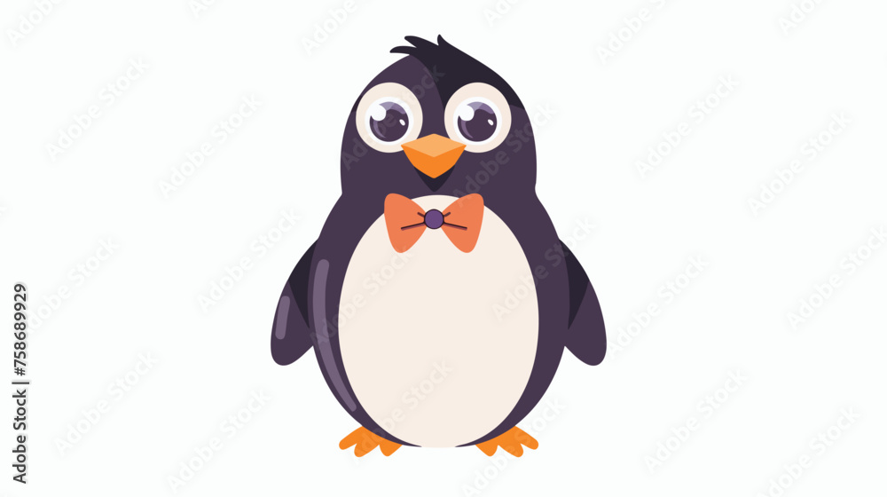Cute penguin in a bowtie illustration flat vector illustration