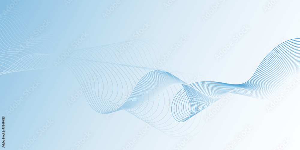 Abstract blue wavy lines Digital frequency track equalizer background. Curved wave smooth stripe seamless pattern. Wave lines created using blend tool. graphic design template banner business wave.