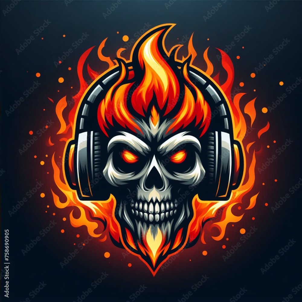 head skull fire mascot and esport gaming logo, AI generated head skull fire mascot and esport gaming logo, AI generated