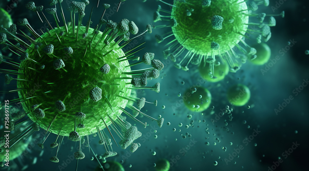 3D Rendered Pathogen in Green Microenvironment 3D Rendered Pathogen in Green Microenvironment