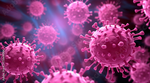 3D Viral Outbreak Illustration in Pink