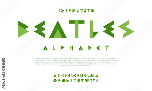 Beatles creative geometric modern urban alphabet font. Digital abstract futuristic, fashion, sport, minimal technology typography. Simple numeric vector illustration