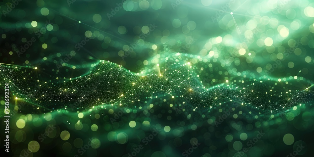 Graph network machine learning minimalistic green background design