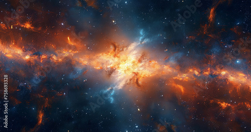 Space wallpaper. Beautiful cosmos background with nebula, stars, and galaxies illuminating the vastness of space. 