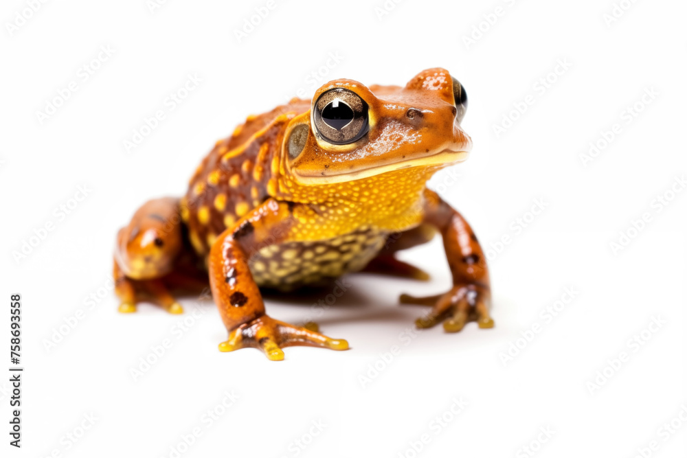 yellow spotted poison frog isolated on white background. yellow spotted poison frog isolated on white background.