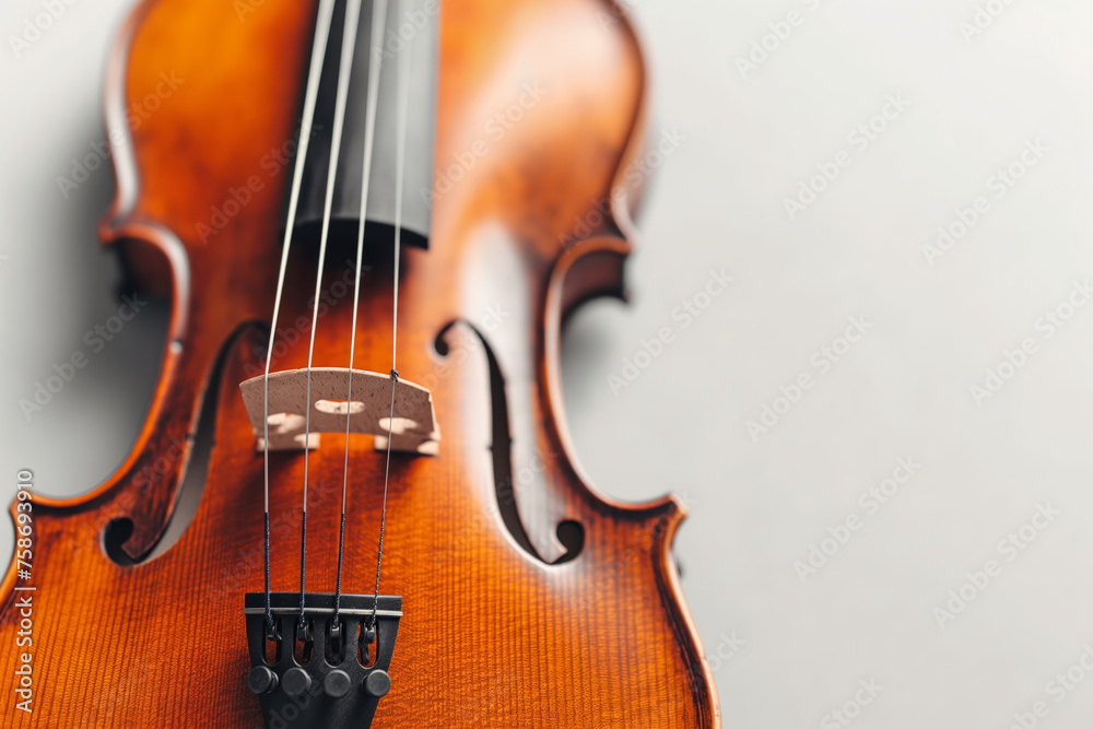 Close-up of a violin showcasing its exquisite craftmanship and beauty of its design Close-up of a violin showcasing its exquisite craftmanship and beauty of its design