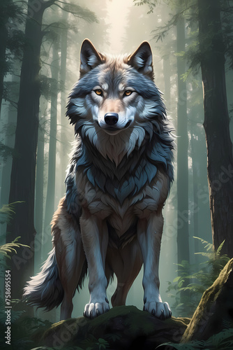 majestic wolf in the forest