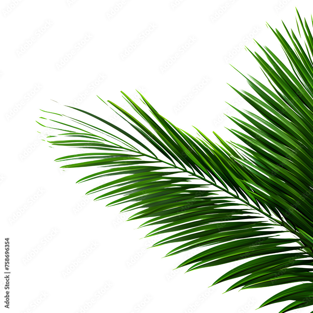 Obraz premium Vector watercolor palm leaves, coconut palm leaves, tropical leaves, variety, ornamental plants, banana leaves, transparent background