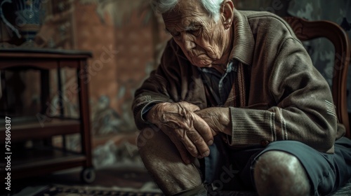 An elderly man struggles with the trials of old age.