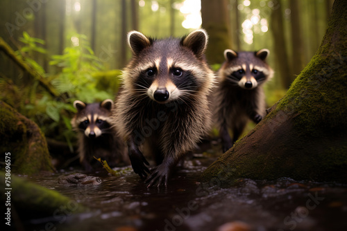 raccoon in the woods.