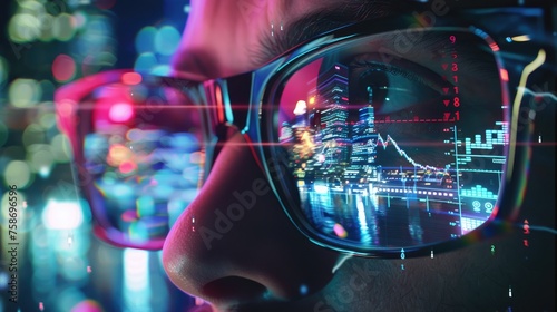Futuristic vision concept with close-up of eye reflecting advanced data analytics and digital information - AI generated