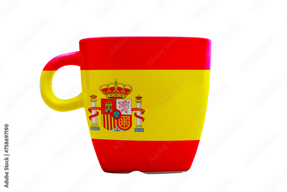 Elegant tea or cafe flagged mug isolated.