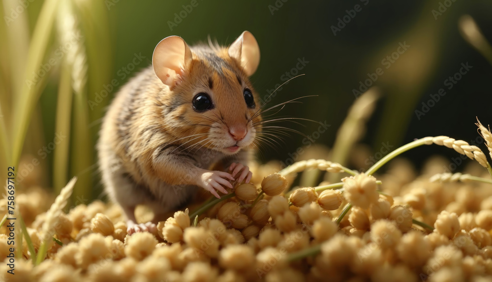 Cute field mouse eating the seeds. AI generated Cute field mouse eating the seeds. AI generated