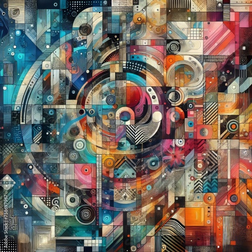 Geometric Circles Abstract Digital Art Background
