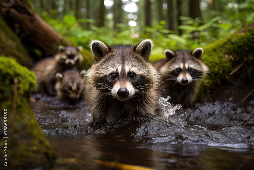 Obraz premium raccoon in the woods.