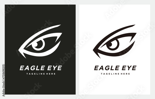 Eagle Eye Hawk Falcon logo design forming eyes that are staring sharply vision vector icon