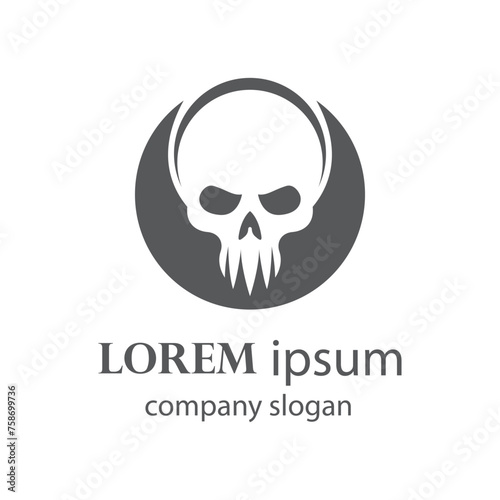 spooky human head skull logo design