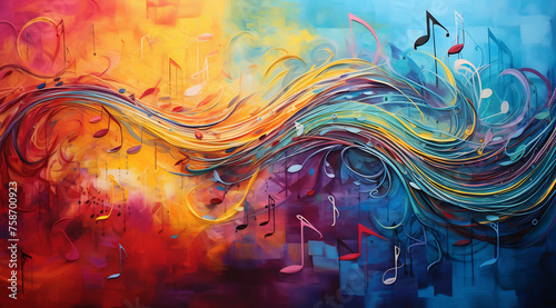 Rhapsody of Hues - Abstract Musical Notes Art