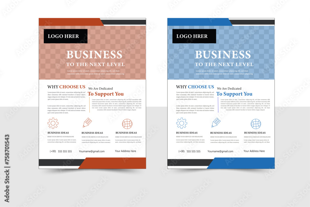 Fototapeta premium Business Flyer, Corporate business flyer template. Business Flyer Layout in Blue and White, modern business flyer template, abstract business flyer and creative design, Business Flyer Design.