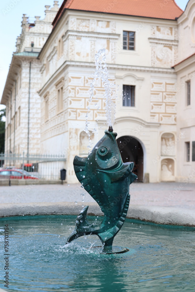 Fototapeta premium fountain with fish in the fountain