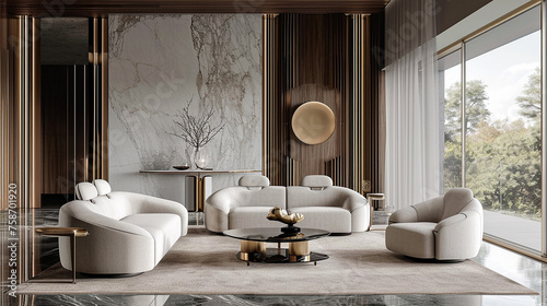 trending home decoration, a living room and trend furniture, luxury style, utilizes 