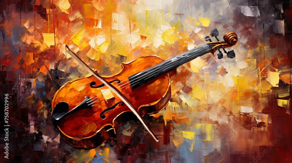 Musical background in abstract impressionist oil paint