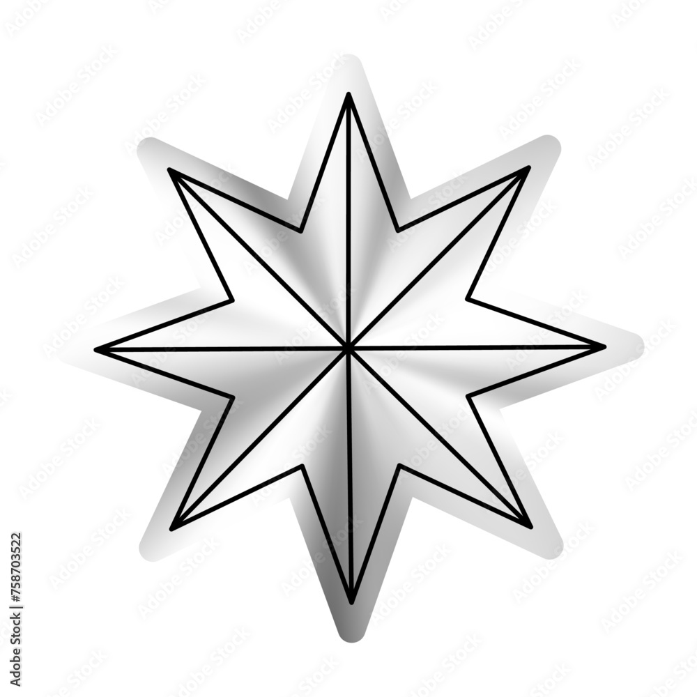 Silver metal sticker as seal, star icon for badges, labels, and tags. Flat vector illustration isolated on white background. Silver metal sticker as seal, star icon for badges, labels, and tags. Flat vector illustration isolated on white background.