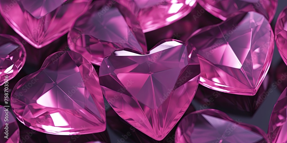 Amidst the emptiness, heart-shaped gemstones sparkle with pink and purple radiance, accentuated by shimmering diamonds and crystals. Amidst the emptiness, heart-shaped gemstones sparkle with pink and purple radiance, accentuated by shimmering diamonds and crystals.