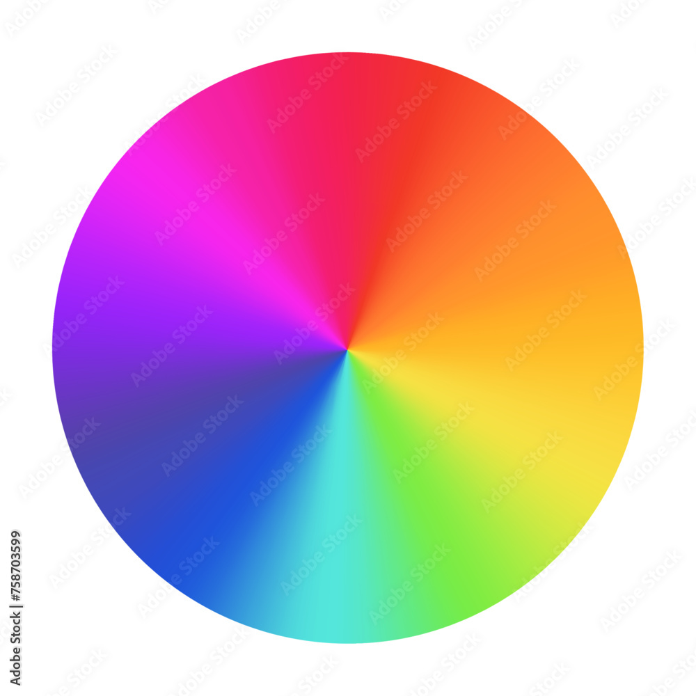 Radial rainbow gradient circular swirl, color spectrum in a vibrant wheel, RGB gradation. Flat vector illustration isolated on white background. Radial rainbow gradient circular swirl, color spectrum in a vibrant wheel, RGB gradation. Flat vector illustration isolated on white background.